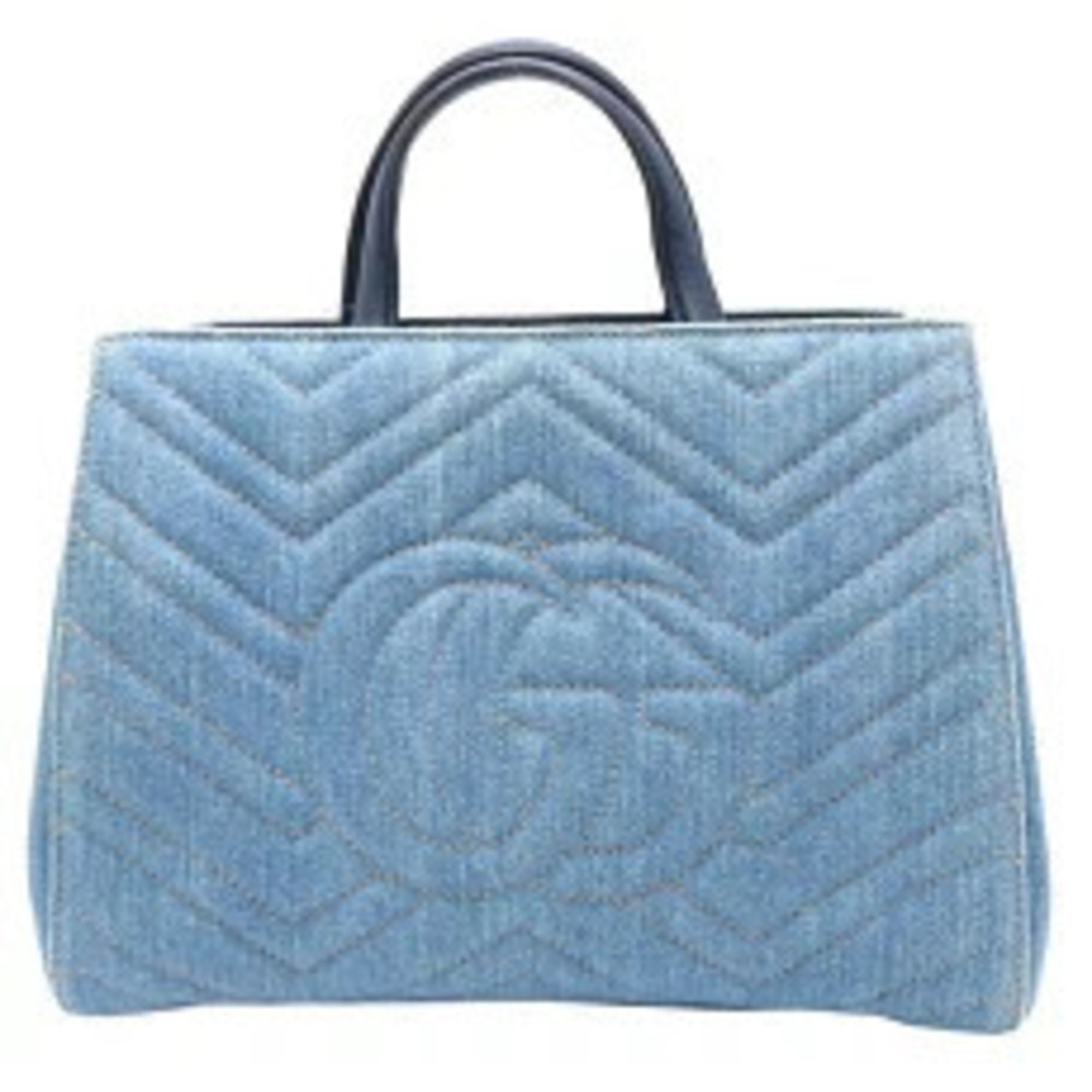 Gucci Denim GG Handbag Blue Marmont